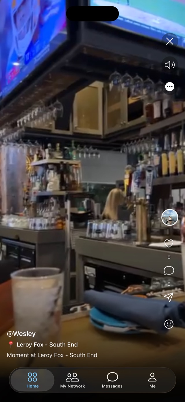 A full-screen Moment video captured at a local bar